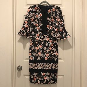 Maggy London black foral pencil dress